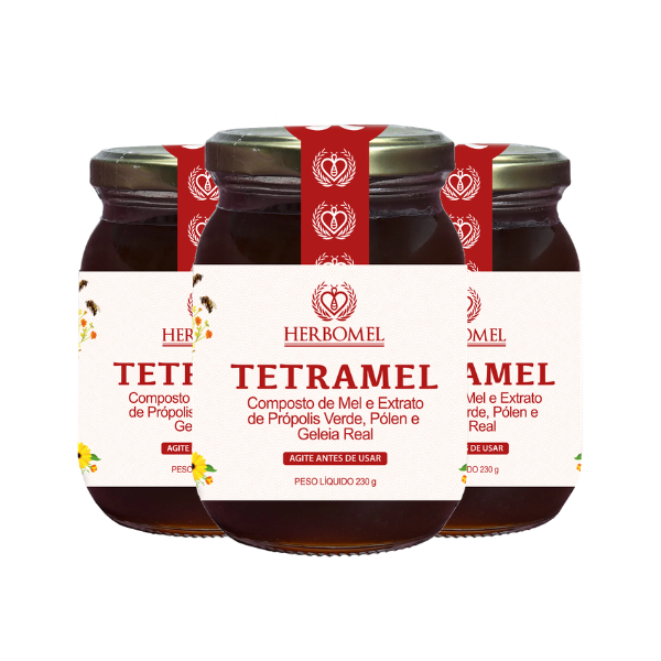 Kit 03 Unidades Tetramel 230g HerboMel Natural