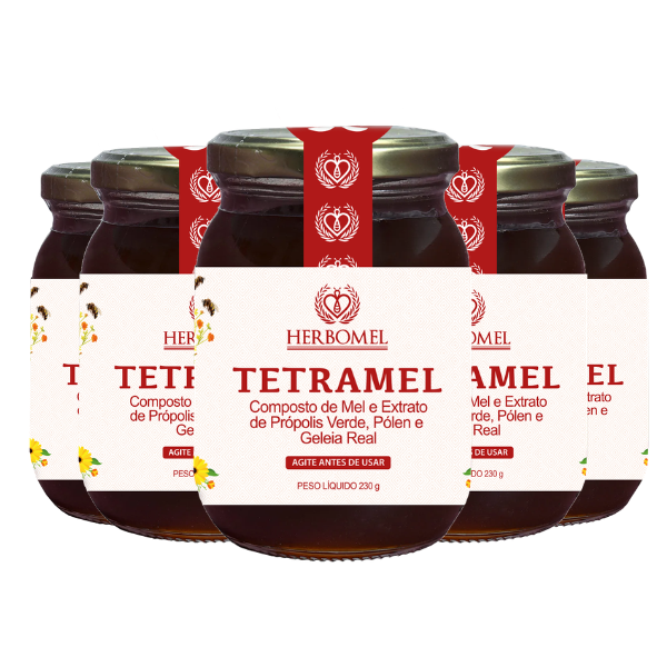 Kit 05 Unidades Tetramel 230g HerboMel Natural