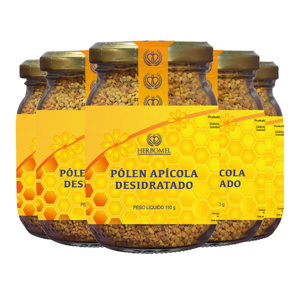 Kit 05 Unidades Pólen Apícola Desidratado 110g HerboMel Natural