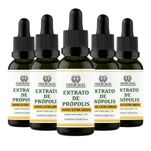 Kit 5 Extrato de Própolis Verde 30ml HerboMel Natural
