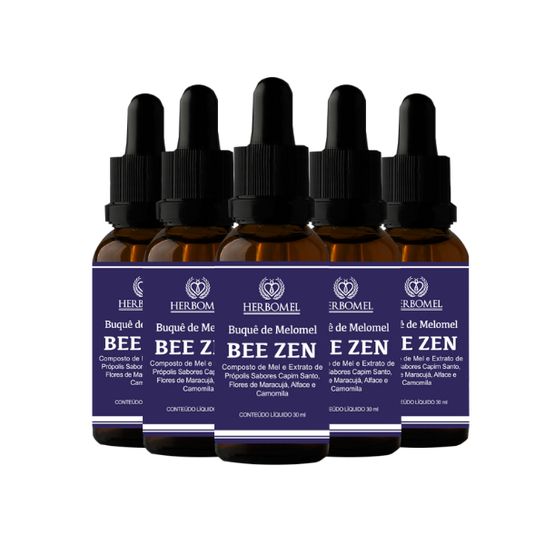 Kit 05 Melomel Bee Zen Calmamente 30ml HerboMel Natural