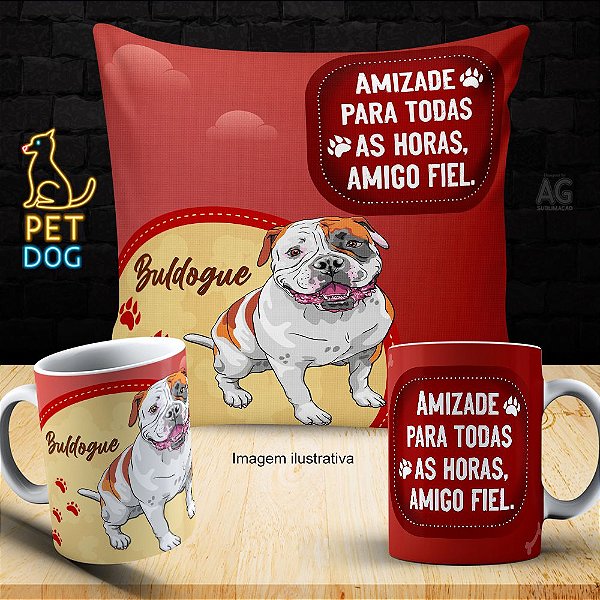 KIT 01 ALMOFADA E 01 CANECA PORCELANA  PET 30X30cm