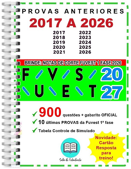 Fuvest 1ª Fase Provas 2017 a 2026 Gabarito Oficial