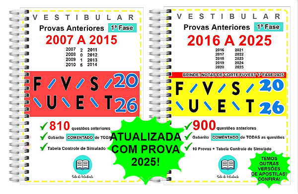 Fuvest 1ª Fase Provas 2007 a 2025 Gabarito Comentado