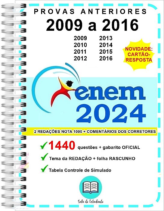 Enem 2024 Provas Anteriores 2009 A 2016 + Gabarito Oficial