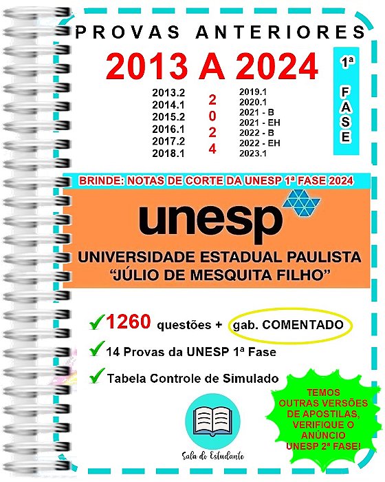 Unesp 1 Fase Provas 2013 A 2024 Gabarito Comentado