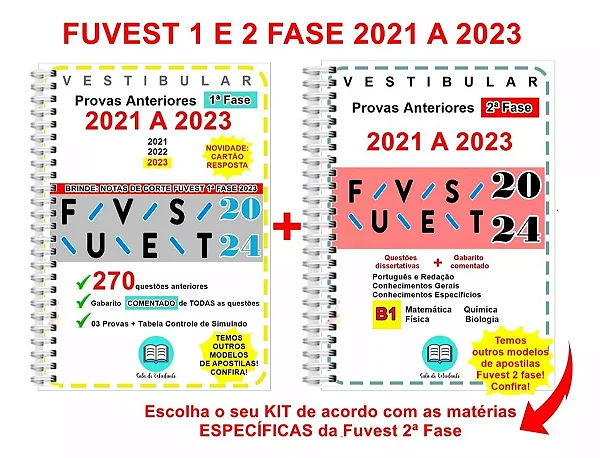 Fuvest 1ª E 2ª Fase BIOLOGICAS 2021 A 2023 + Gabarito Comentado