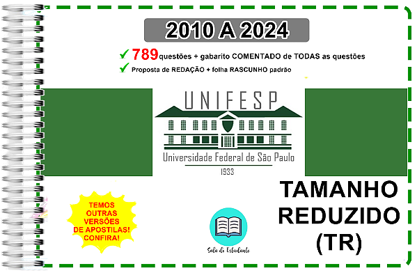 Unifesp TR 2024 Provas 2010 a 2024 + Gabarito Comentado