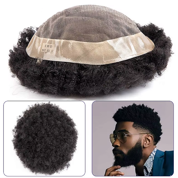 PRÓTESE CAPILAR MASCULINA CABELO CRESPO CABELO HUMANO DALILA HAIR