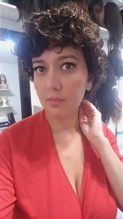 PERUCA LIZ CABELO CURTO ENCARACOLADO CASTANHO  HUMANA