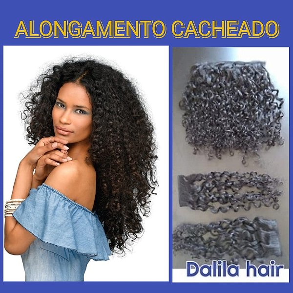 Aplique fio invisível e tic tac  2 peças de tic tac 65cm  cabelo humano cacheado caipira