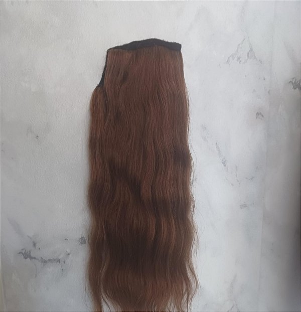 RABO DE CAVALO DE CABELO HUMANO ONDULADO CASTANHO MÉDIO 100g  n°91