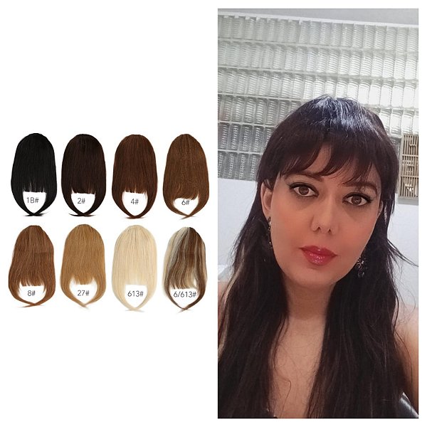 Franja franjinha aplique de cabelo natural humano com tic tac