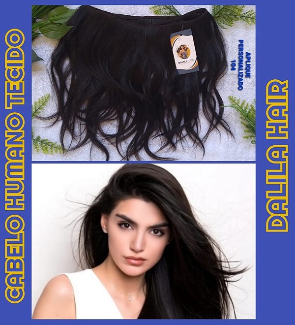 CABELO HUMANO CASTANHO ESCURO 30CM TECIDO PERSONALIZADO 104