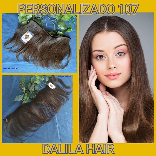 CABELO HUMANO BRASILEIRO CASTANHO ESCURO 29CM TECIDO PERSONALIZADO 107