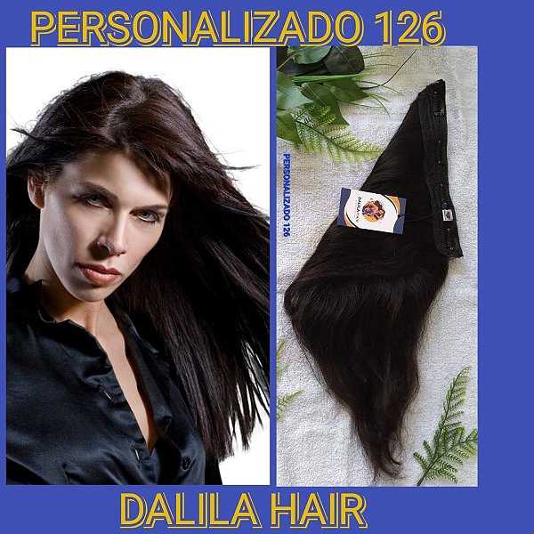 APLIQUE TIC TAC PERSONALIZADO 126 CABELO HUMANO CASTANHO ESCURO 60CM