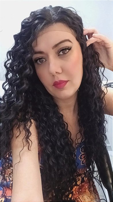 PERUCA BRUNA LACE FRONT FIXA CACHEADA CABELO ORGÂNICO 80CM