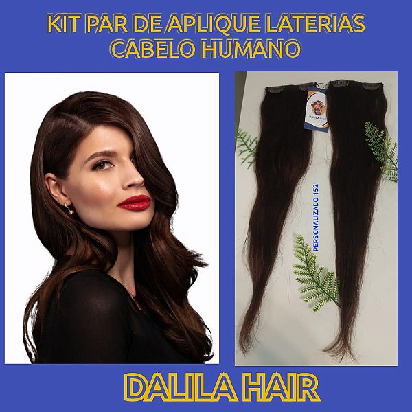 PAR DE APLIQUES LATERAIS DE TIC TAC COM CABELO HUMANO KIT PERSONALIZADO 152