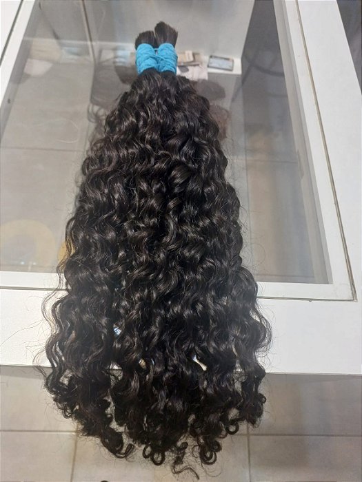 Cabelo humano cacheado cacho caipira 65 cm na liga 100g