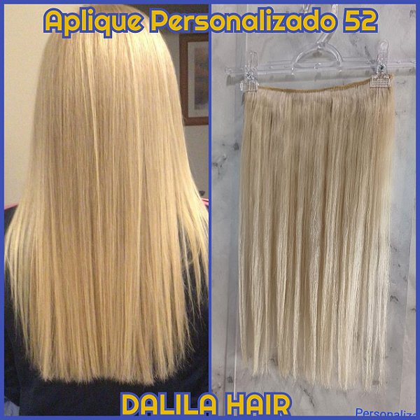 APLIQUE PERSONALIZADO 52 TIC TAC CABELO HUMANO LOIRO CLARISSIMO 50 CM