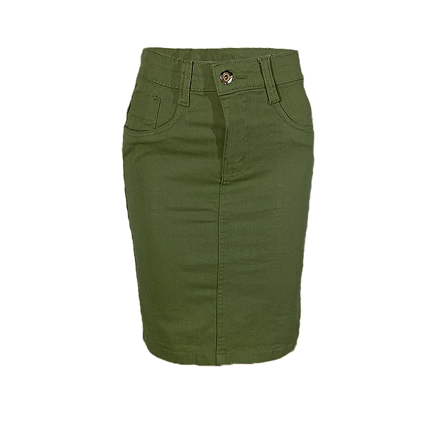 Saia Plus Size Jeans Brim Verde