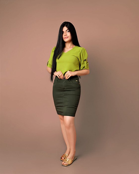 Saia Jeans  Cor Tradicional Verde