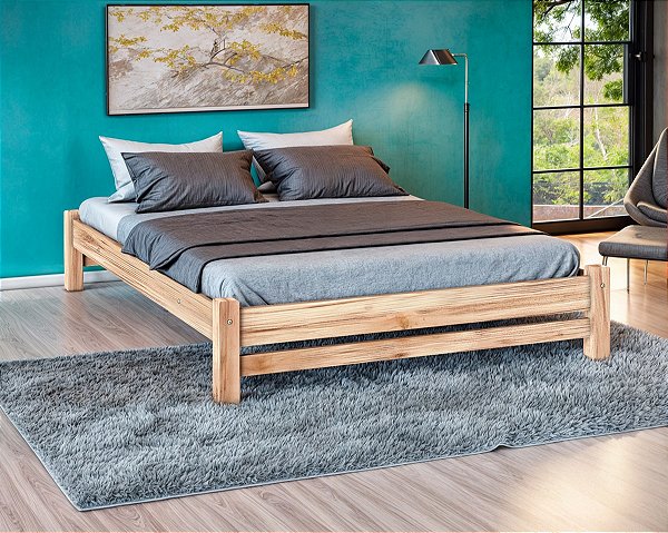 Cama de Casal Turca Madeira Maciça Sem Pintura