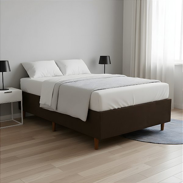Base Cama Box Solteiro Padrão 88x188x37 Cor Marrom