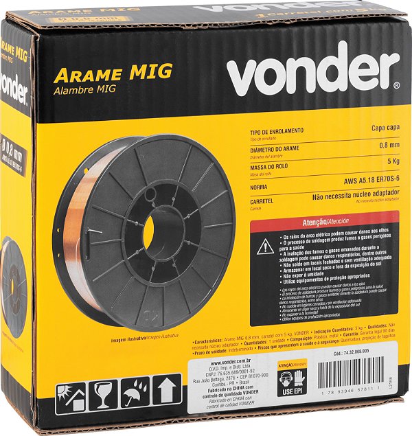 ARAME SOLDA MIG 0 80 5KG VONDER