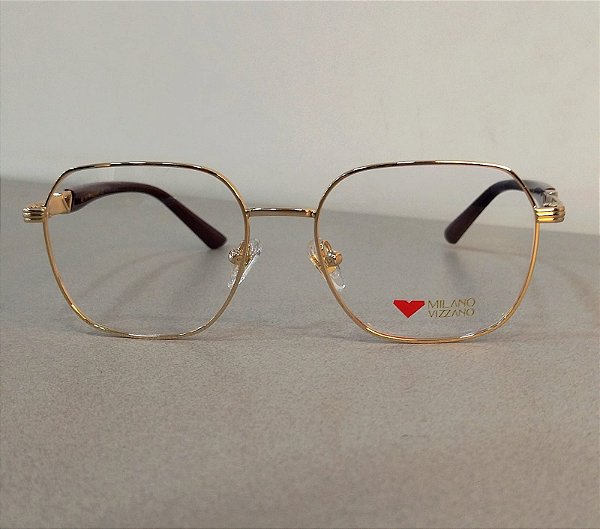 Armação de Óculos de Grau Milano Vizzano Feminino OURO 257/RX AV123 53-17 142