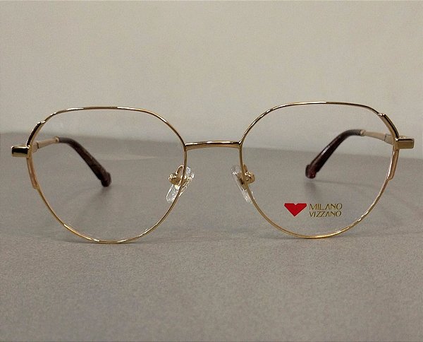 Armação de Óculos de Grau Milano Vizzano Feminino OURO 280/RX AV234 53-18 142