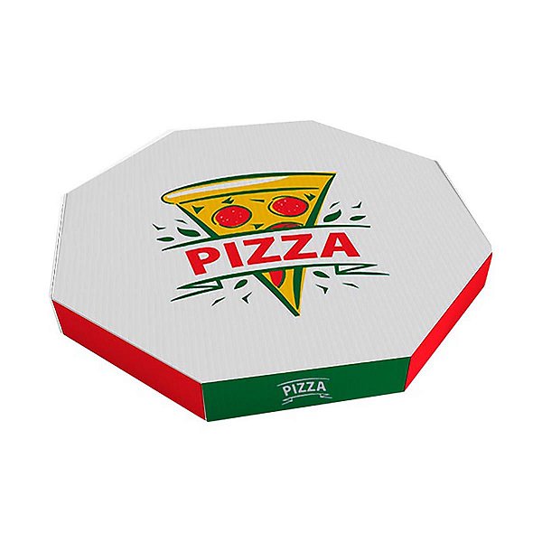 Caixa de papelão branca oitavada p/pizza 35cm Cx c/50