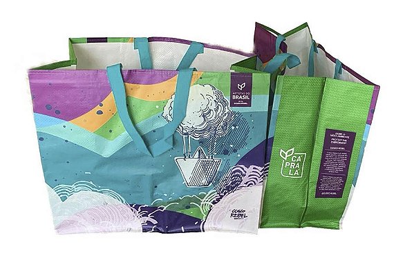 Sacola de ráfia retornável 40x45x22cm Barco dos Sonhos Pct c/50