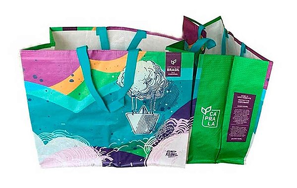 Sacola de ráfia retornável 40x45x22cm Barco dos Sonhos Pct c/10