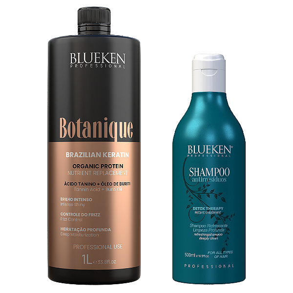 Reconstrutor Capilar Botanique 1L + Shampoo Detox Therapy Blueken 500ml