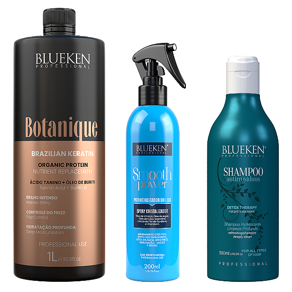 Botanique Tratamento Organico Blueken 1L + Smooth Power 200ML + Shampoo Detox 500ML