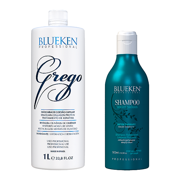 Grego Blueken 1 Litro + Shampoo Detox Therapy Antirresíduos Blueken 500ml