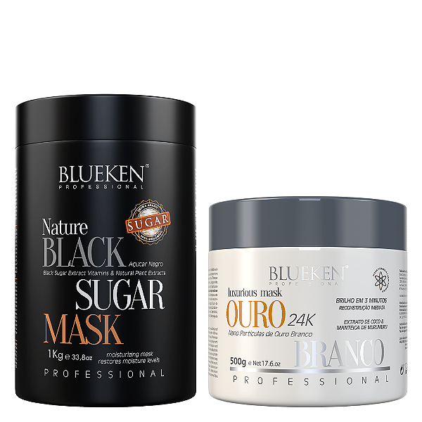 Máscara Black Sugar Blueken 1Kg + Máscara Ouro Branco Blueken 500G