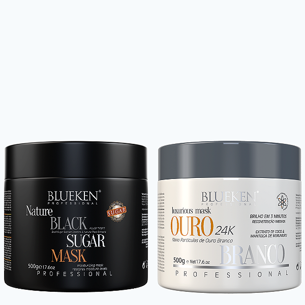 Black Sugar Mask Blueken 500G + Máscara Ouro Branco Blueken 500G