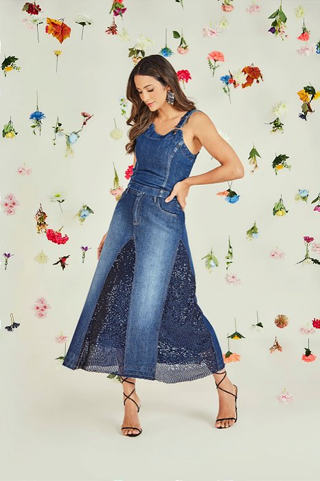 Saia Jeans Maxi - Moda Evangélica - Roupas Evangélicas