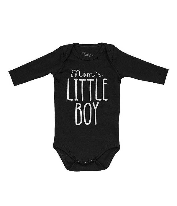 Body de Bebê Manga Longa Mom's Little Boy em Suedine 100% Algodão Fio Egípcio