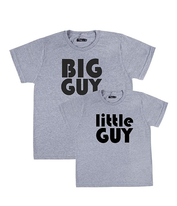 Conjunto 2 Camisetas Cinzas Pai & Filho(a) Big Guy Little Guy