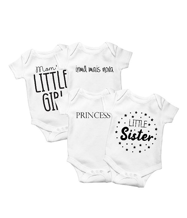 Kit Promocional 4 Bodies Little Princess em Suedine 100% Algodão Fio Egípcio