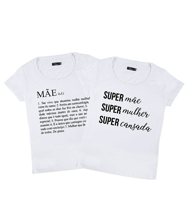 Kit Promocional 2 Camisetas Femininas Baby Look Super Mãe