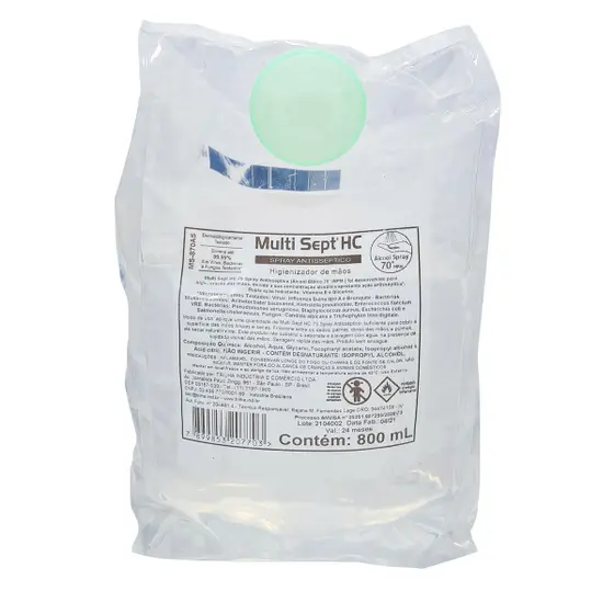 Multi Sept HC Espuma Antisséptica - Álcool 70% - Refil 800ml - Trilha