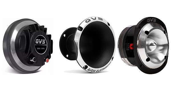 Driver Trio Fenólico QVS 370FE 75w RMS + Corneta 1450 Alumínio + Super Tweeter QVS 530TRIO 150RMS