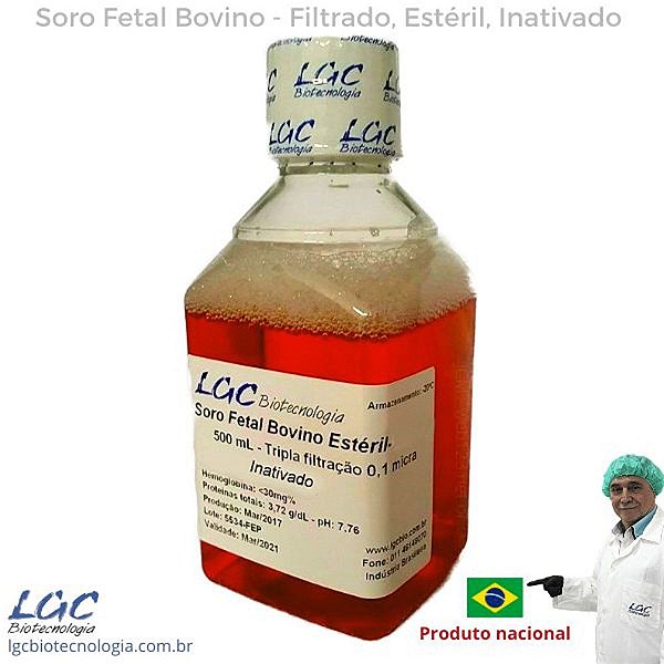 ❆❆ Soro fetal bovino, filtrado, estéril, inativado (nacional), frasco com 500 mL 10-bio500-l (LGCBIO)