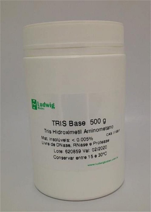 Tris base (Tris hidroximetil aminometano), Pureza >99,9%, CAS 77-86-1, Frasco com 500 gramas, mod.: 68 (Ludwig)