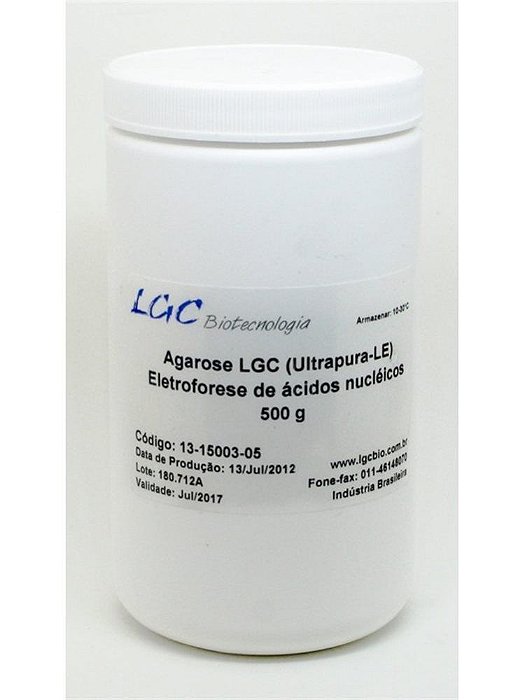 Agarose para biologia molecular – LE (Low electroendosmosis), Eletroforese de ácidos nucléicos, Frasco com 500 gramas 13-15003-05 (LGC-Bio)