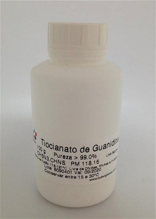 Tiocianato de guanidina, PM 118,16, pureza >99%, CH5N3.CHNS, CAS 593-84-0, frasco com 100 g 66-LUD (Ludwig)
